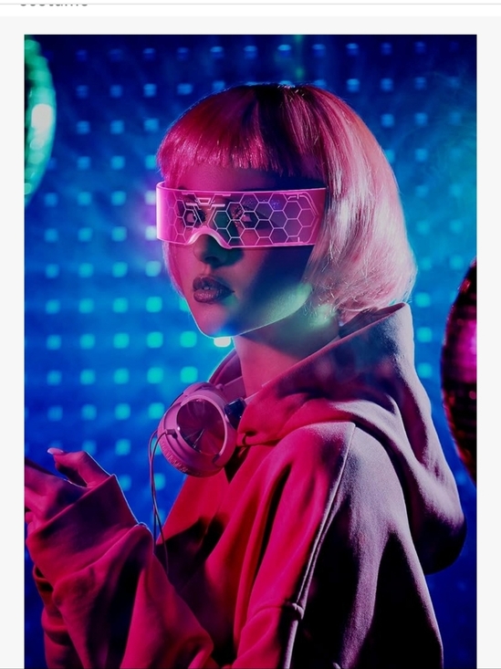 2 Pack LED Futuristic Visor Glasses in Blue and Purple main image 7